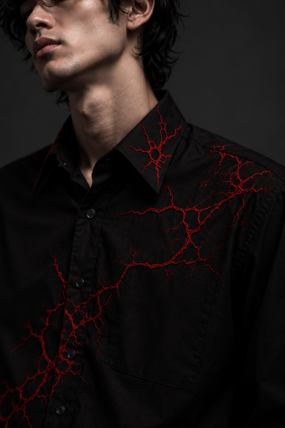Crimson Red embroidery shirt