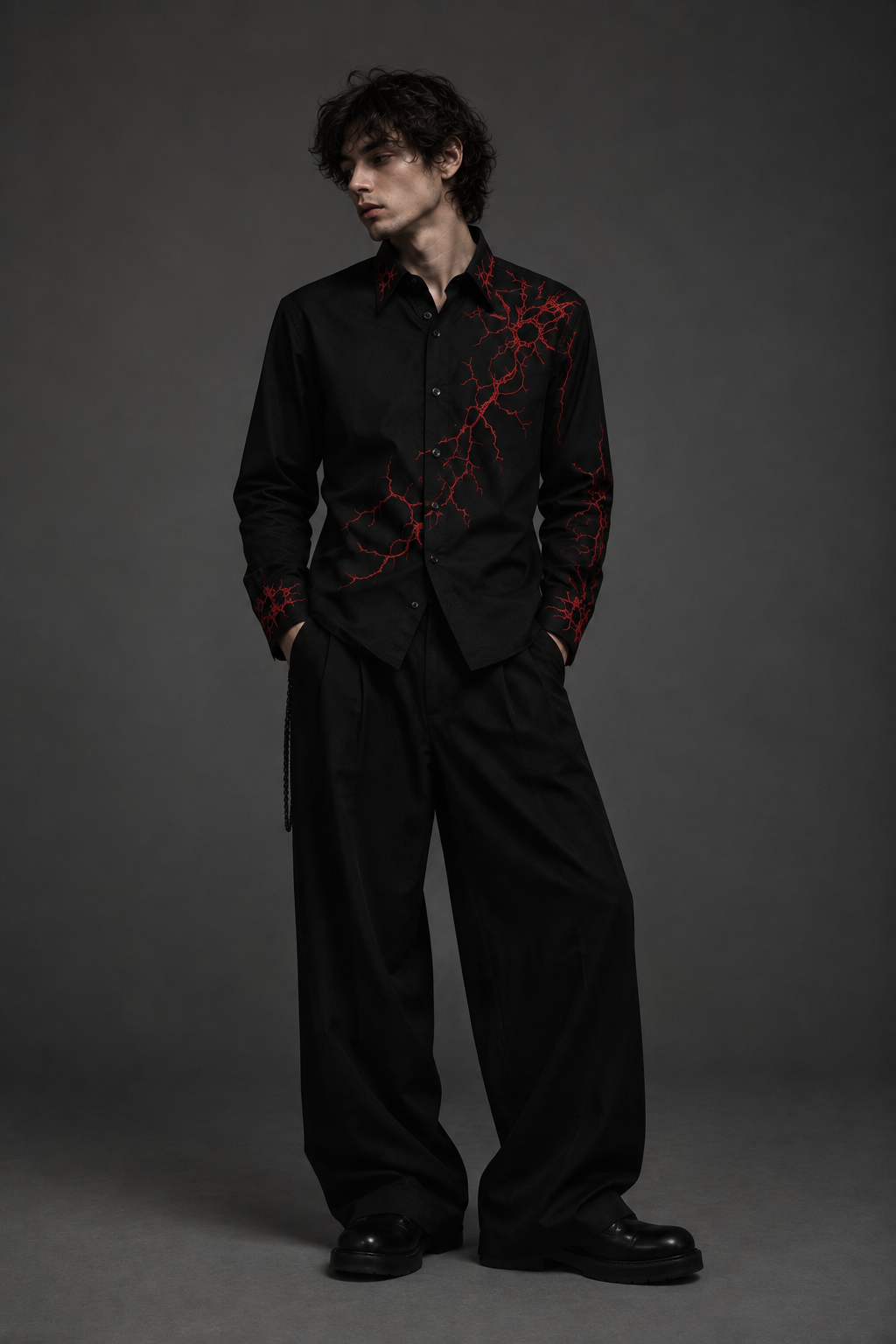 Crimson Red embroidery shirt